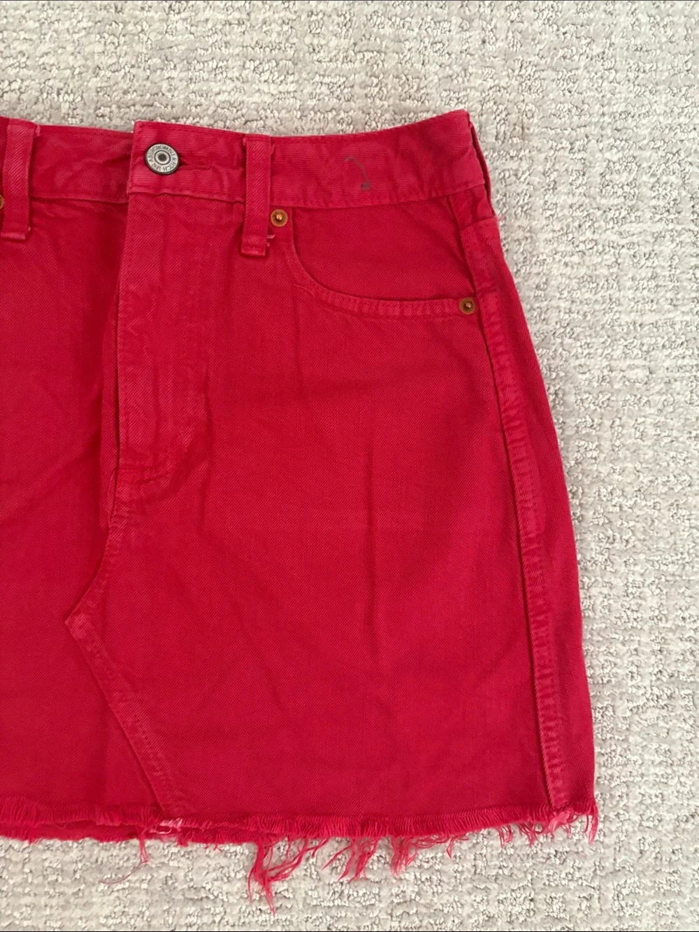 Abercrombie & Fitch Bright Red Denim Mini Skirt